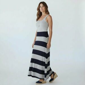 GAP Navy and Cream Striped Maxi Skirt